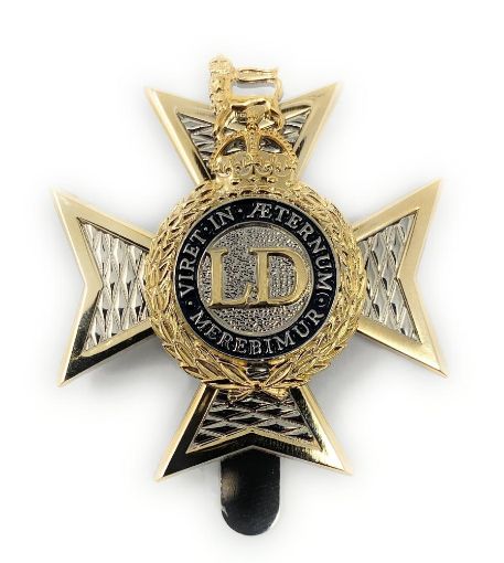 Picture of The Light Dragoons Cap Badge - O/R - V - Hook - Tudor Crown