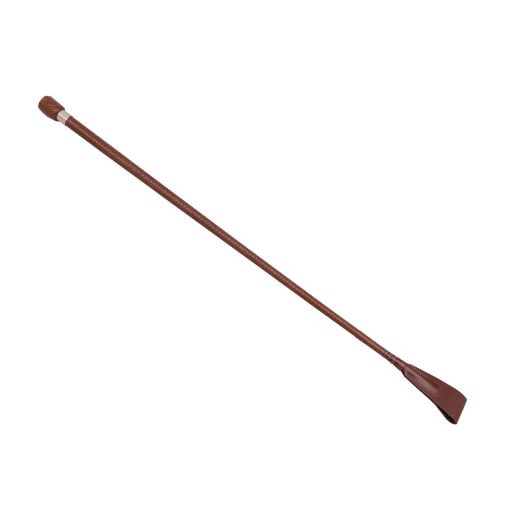 Picture of The Light Dragoons Whip - Brown Leather - Fish Tail - Nickel Plated button - Engraved Cap Badge
