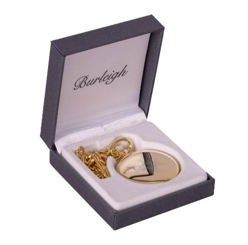 Picture of Full Hunter Pocket Watch with Light Dragoons Cap Badge, Chain - GP - Quartz Battery